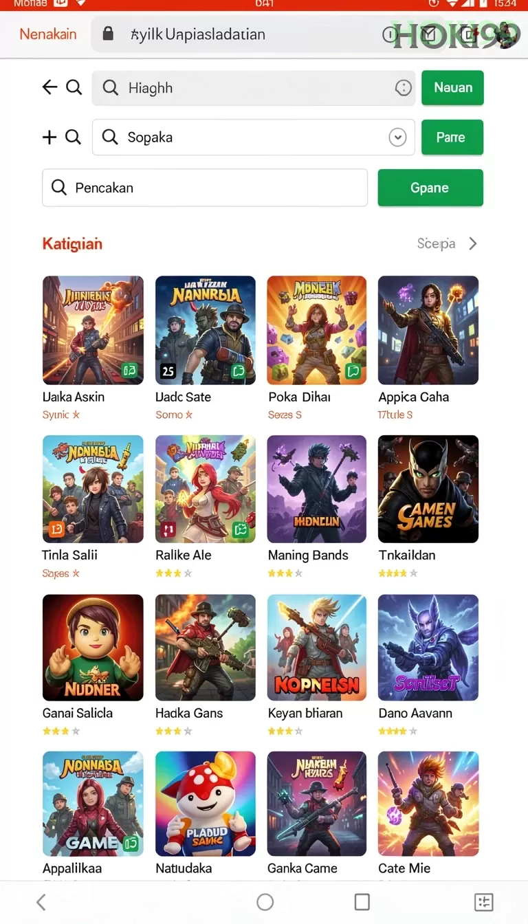 Cuplikan layar SIA777 — menu navigasi